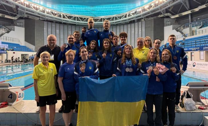 УКРАЇНСЬКА ЗБІРНА УВІЙШЛА ДО ТОП-5 МЕДАЛЬНОГО ЗАЛІКУ ЧЕМПІОНАТУ СВІТУ З ПЛАВАННЯ В ЛАСТАХ